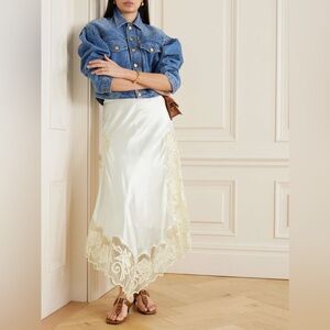 Ulla Johnson Cressida Skirt Lace Cowrie Cream Silk Size 00